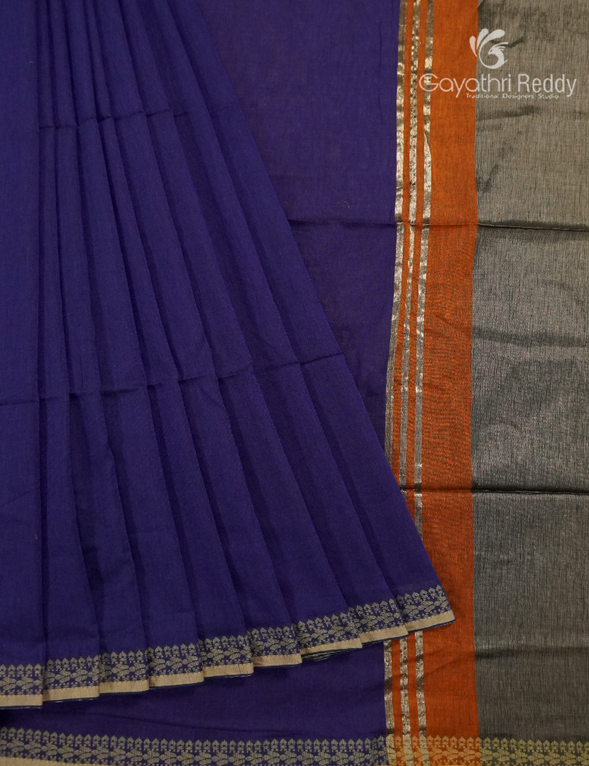 Jamdani Cotton Saree in Deep Blue
