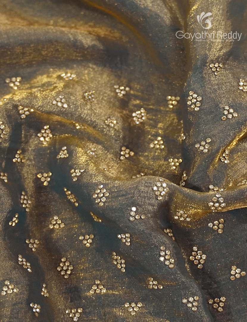 Organza Fancy Saree in Olive Grey