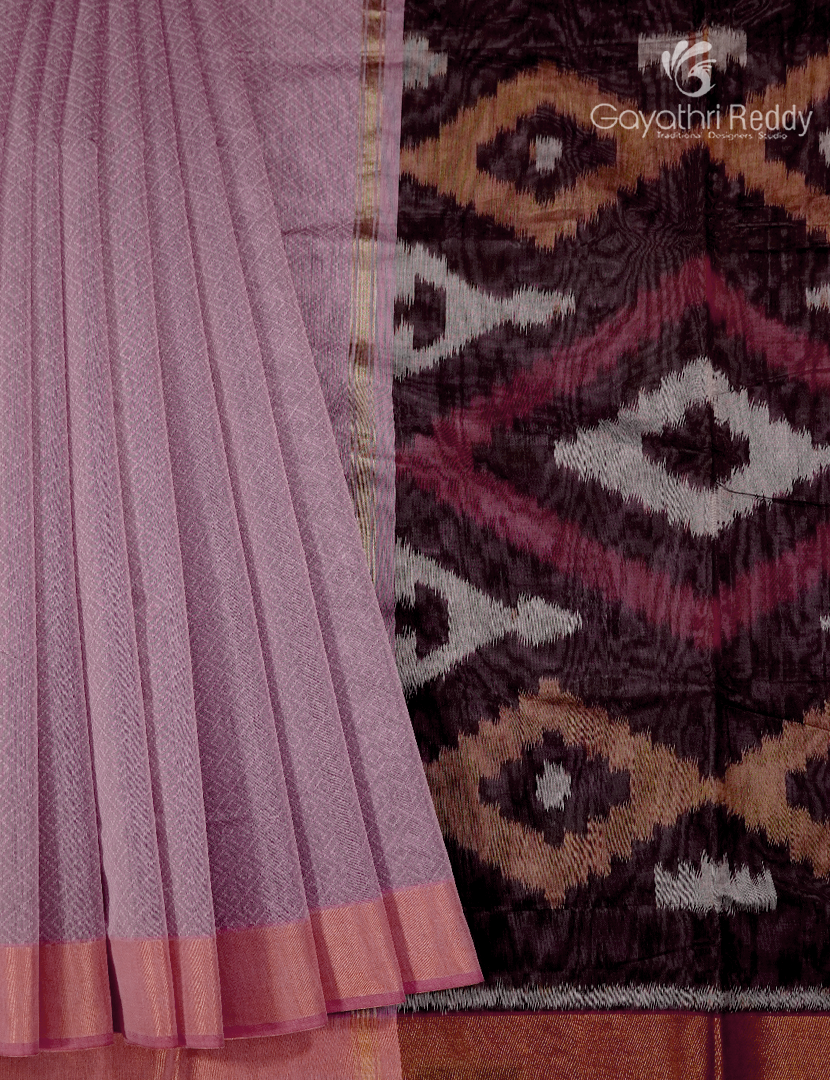 Semi Ikat Sico Saree in Baby Pink