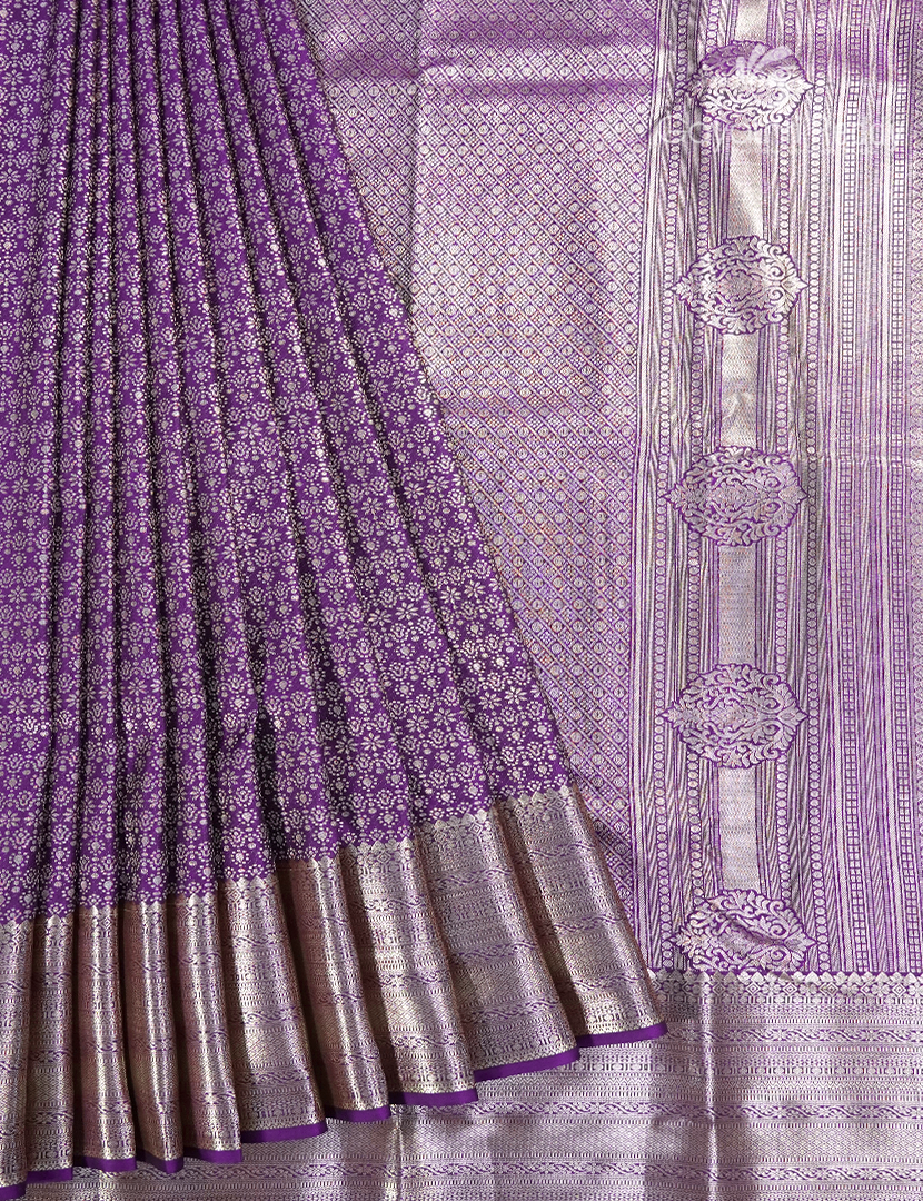 Semi Kanchipuram Silk Saree in Deep Purple