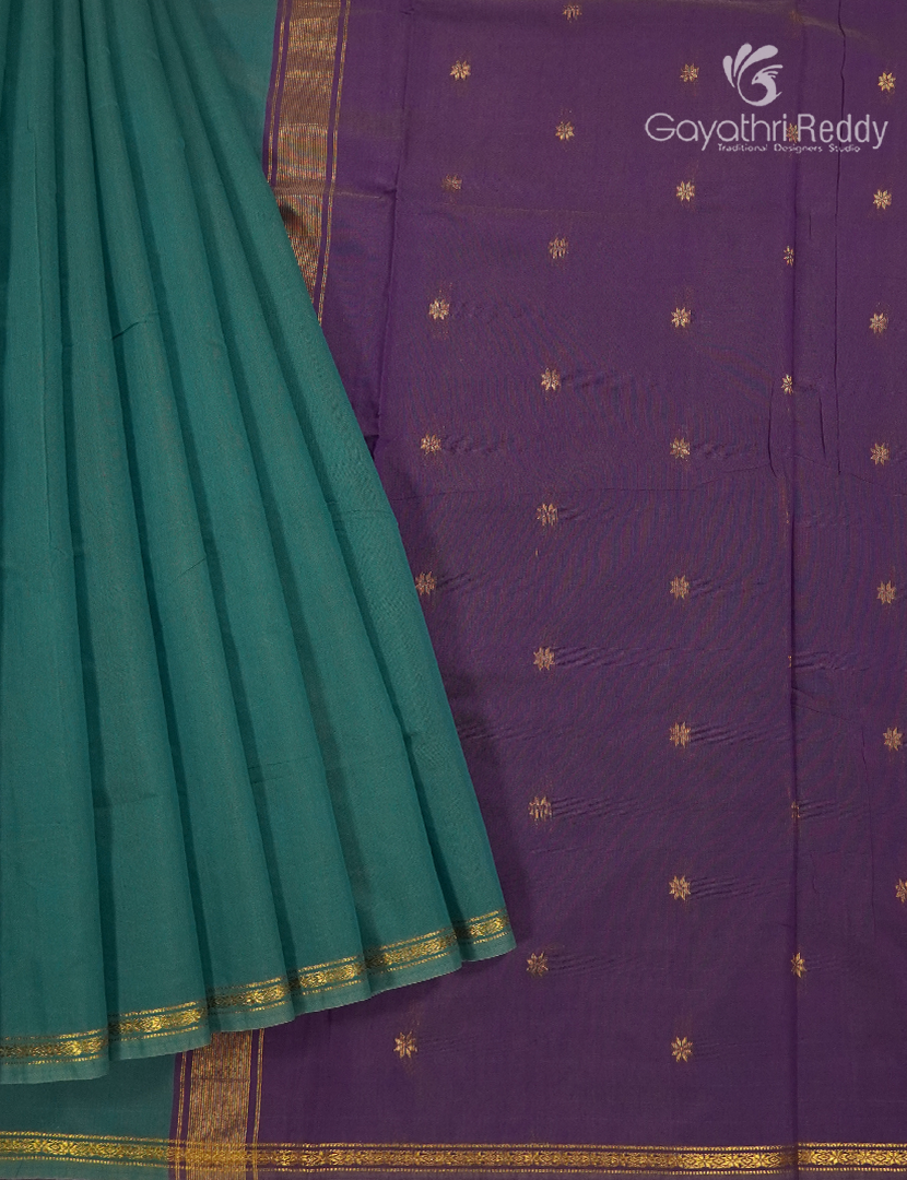 Sico Saree in Teal Green and Purple