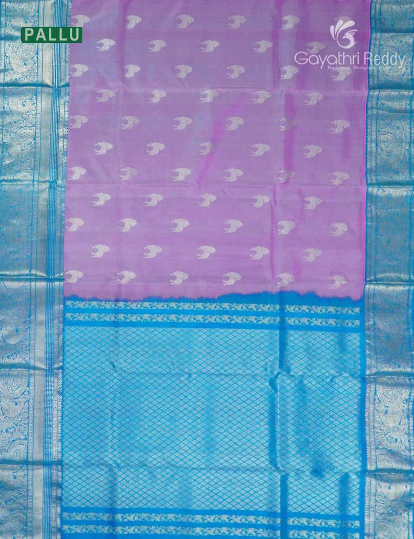 Pure Venkatagiri Silk Saree in Lilac and Blue