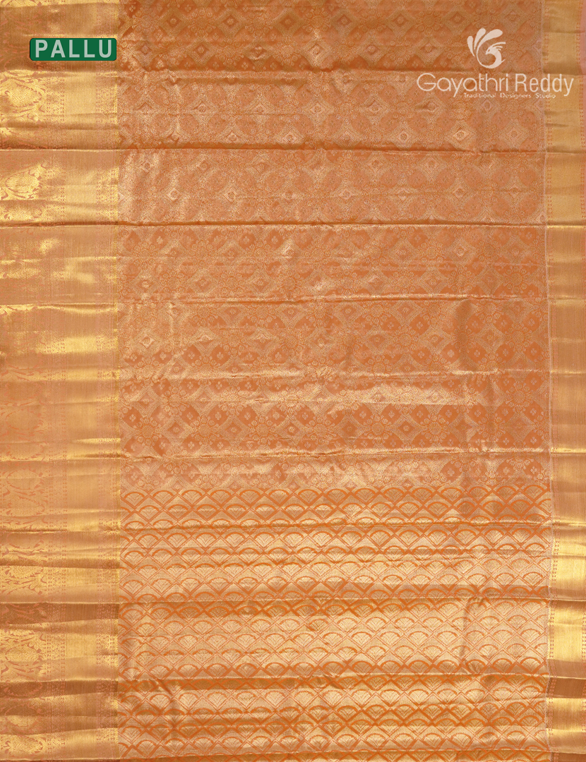 Semi Kanchipuram Silk Saree in Light Orange