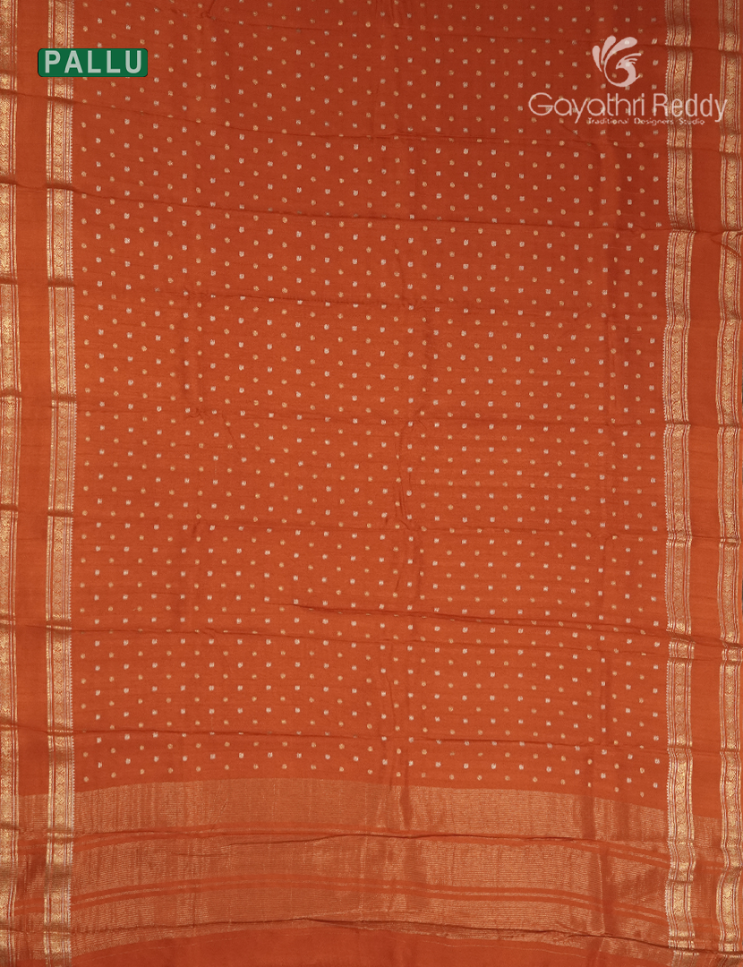 Semi Mysore Crepe Saree in Orange