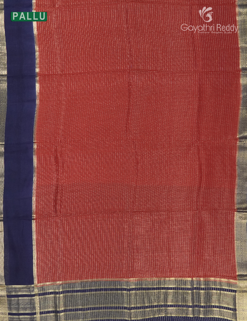 Semi Mysore Crepe Saree in Red and Navy blue