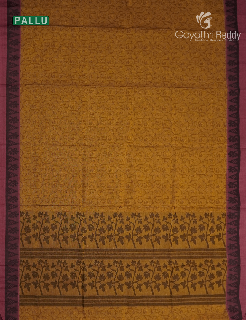 Pure Kanchi Cotton Saree in Mustard
