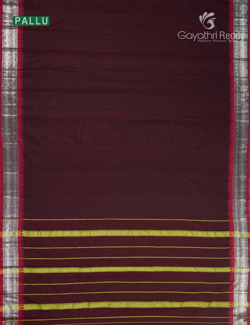 Pure Narayanpet Cotton Saree in Deep Brown