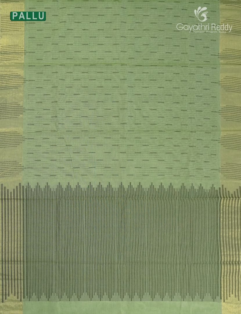 Pure Kanchi Cotton Saree in Parrot Green