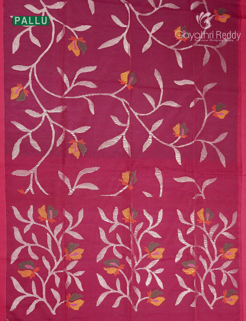 Pure Jamdani Kora Saree in Fuchsia Pink