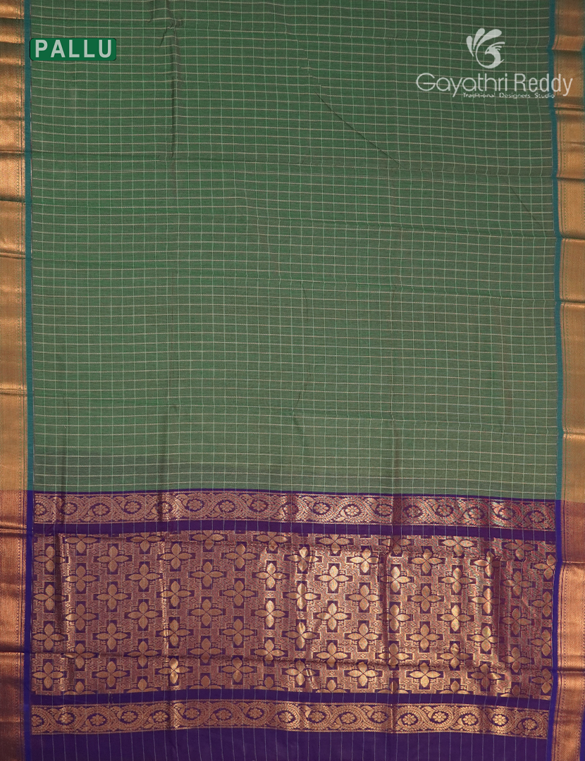 Kanchipuram Sico Saree in Green and Purple