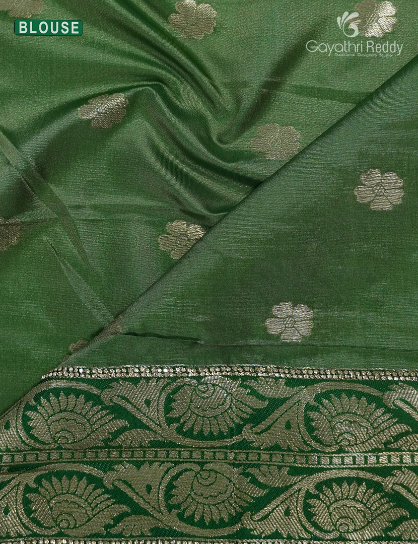 Semi Kanchipuram Silk Fancy Saree in Pista Green and Mehendi Green