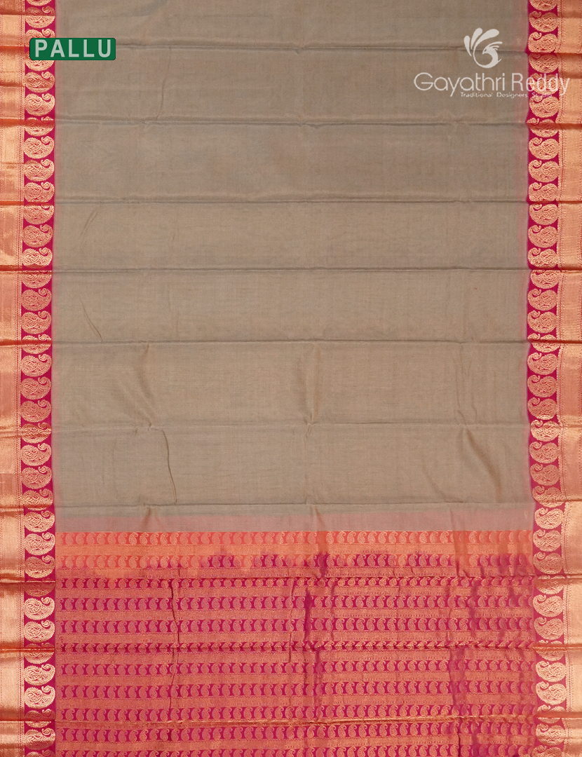 Pure Kanchi Sico Saree in Steel Grey and Rani Pink