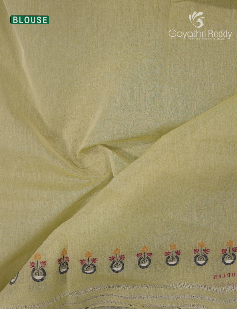 Jamdani Cotton Saree in Apple Green