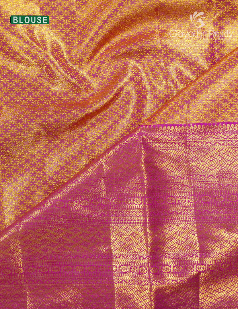Pure Kanchipuram Silk Bridal Saree in Hot Pink and Pink