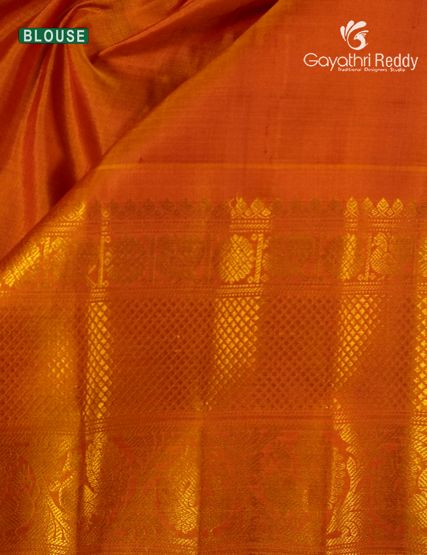 Pure Gadwal Silk Saree in Maroon Red and Orange