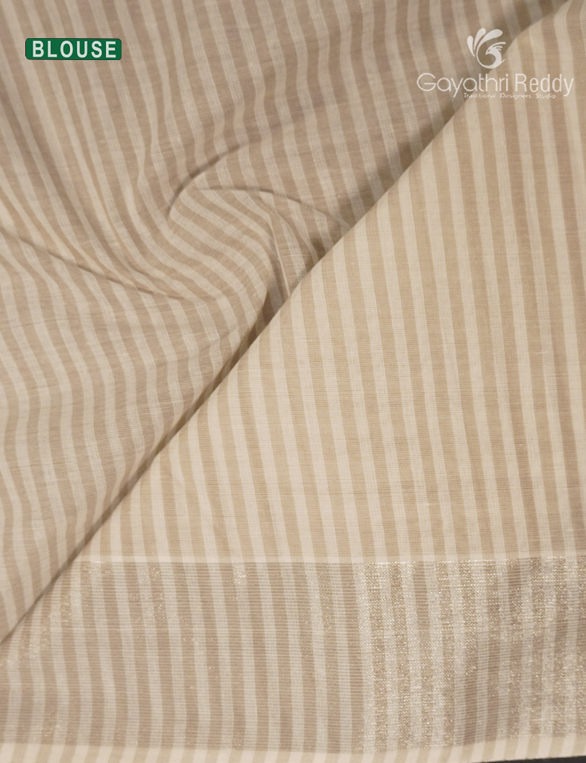 Pure Kanchi Cotton Saree in Cream and Light Beige