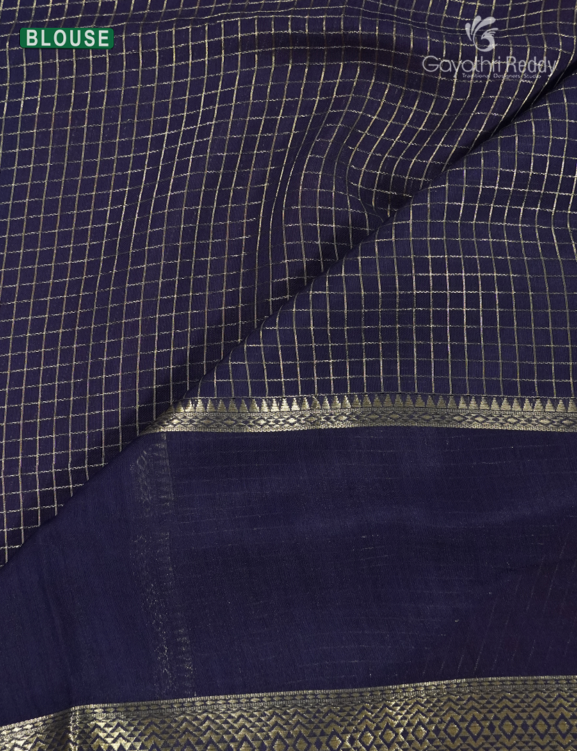 Semi Mysore Crepe Saree in Red and Navy blue