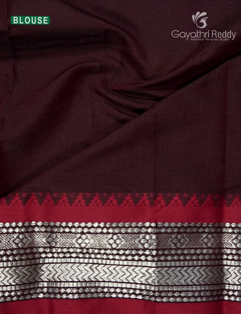 Pure Narayanpet Cotton Saree in Deep Brown