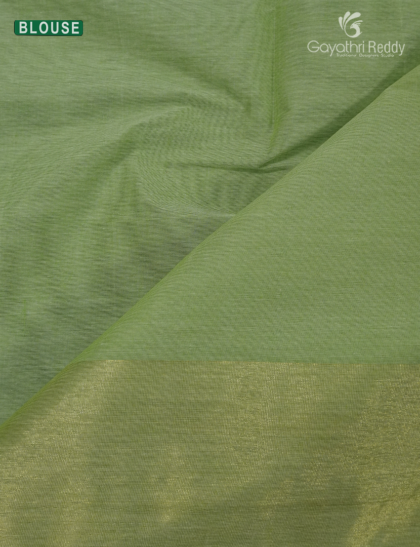 Pure Kanchi Cotton Saree in Parrot Green