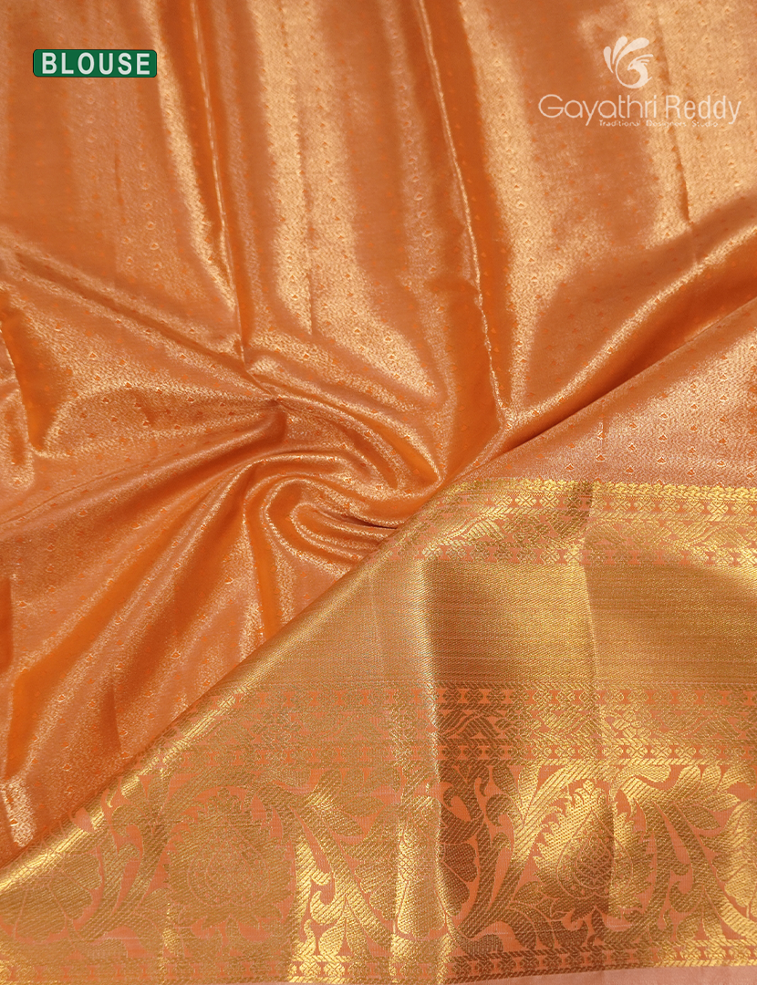 Semi Kanchipuram Silk Saree in Light Orange