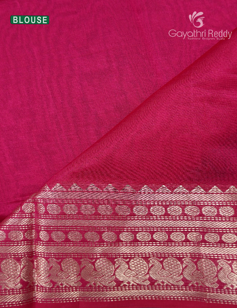Pure Mangalagiri Langa Voni Set in Rani Pink and Peacock Blue