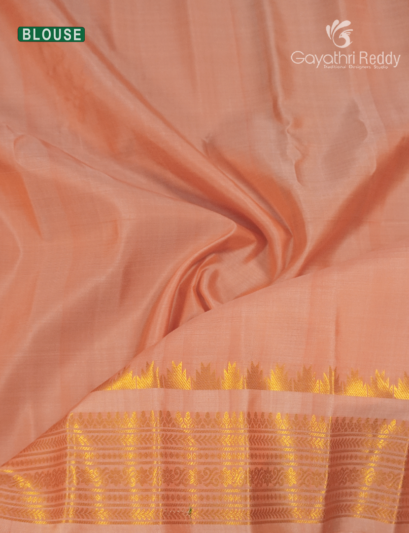 Pure Gadwal Silk Saree in Pastel Peach