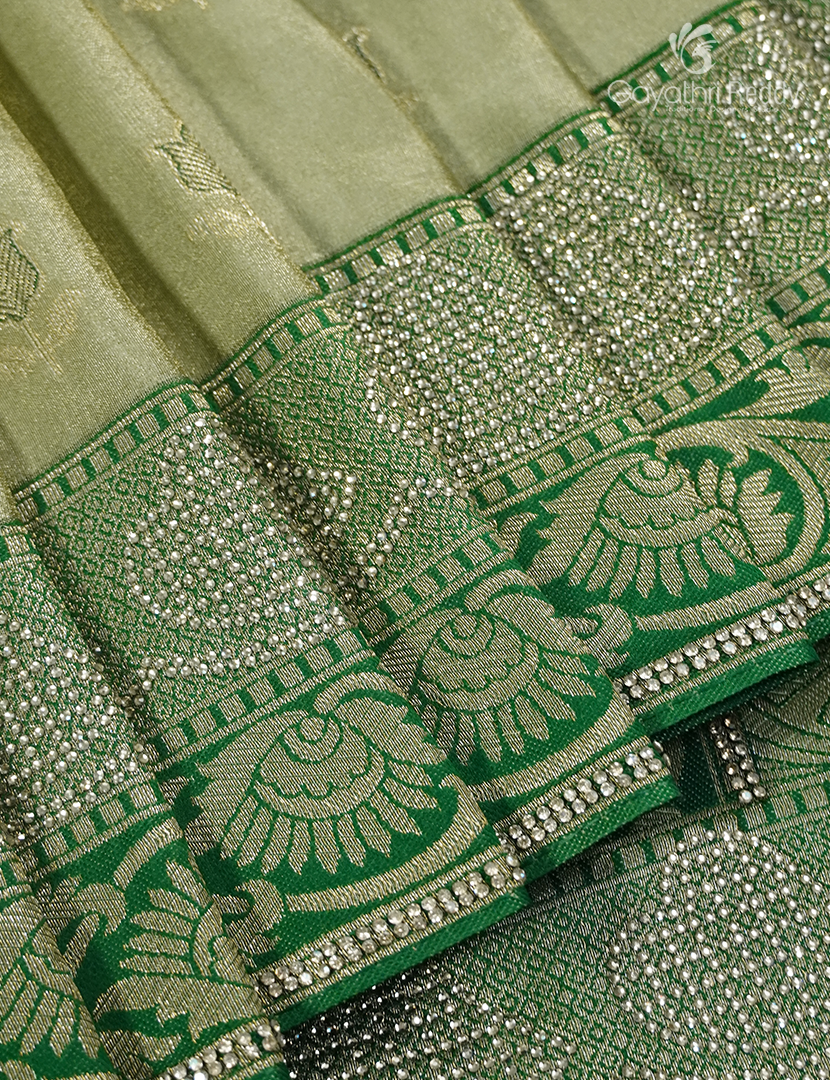 Semi Kanchipuram Silk Fancy Saree in Pista Green and Mehendi Green