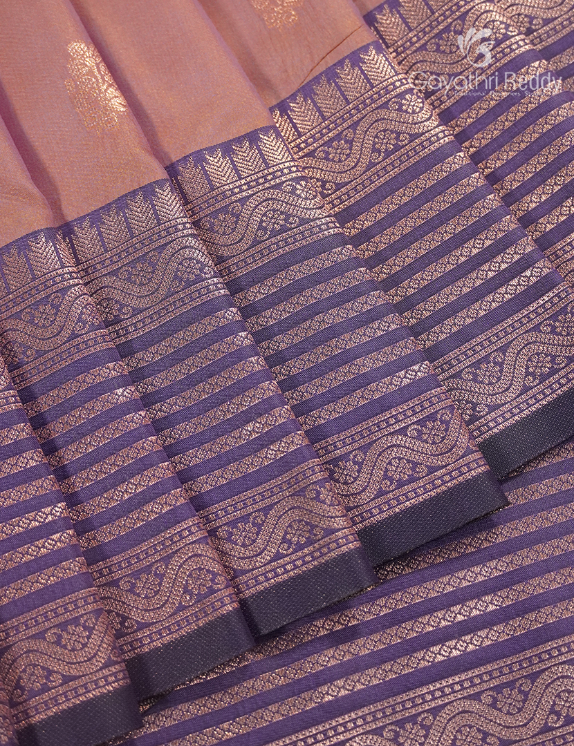 Semi Kanchipuram Art Silk Saree in Pastel Peach