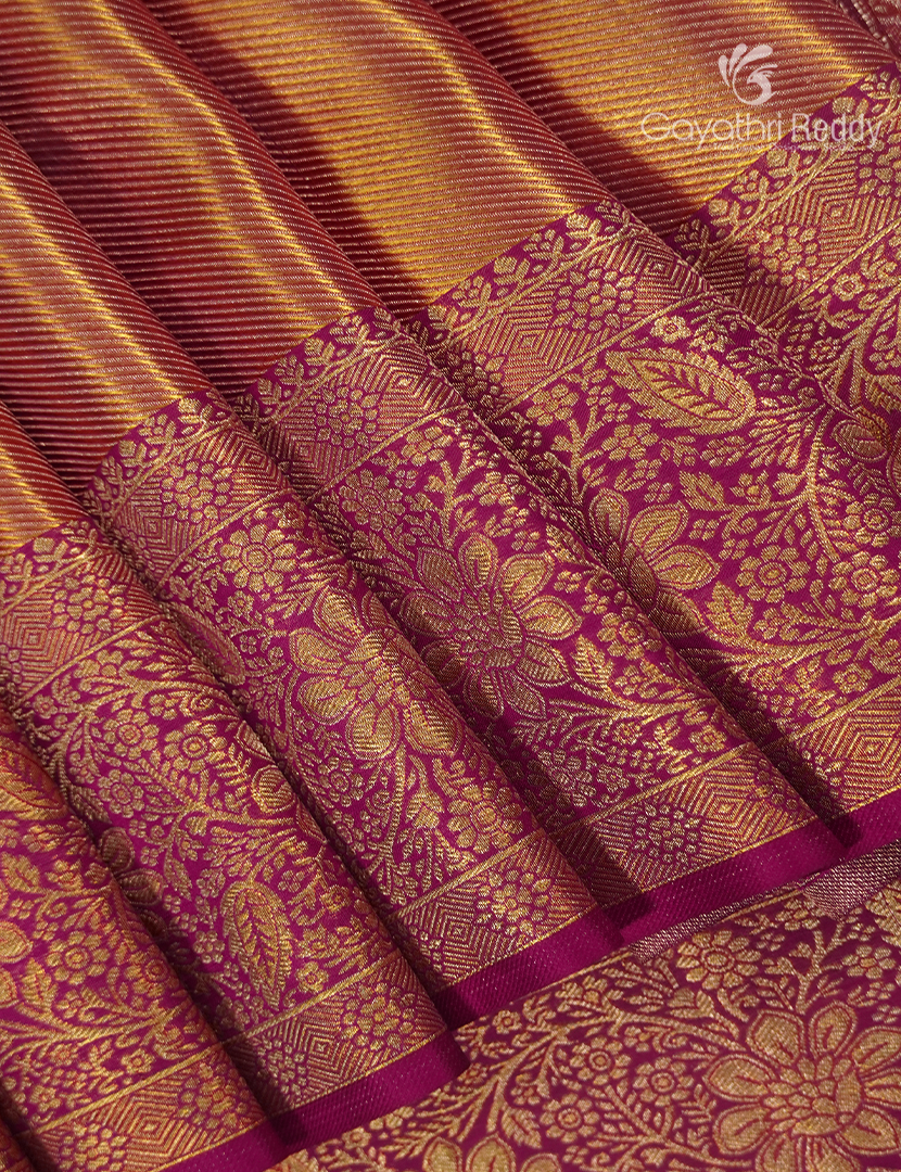 Pure  Kanchipuram Silk Saree in Rose Pink ( Brocade Pattern )