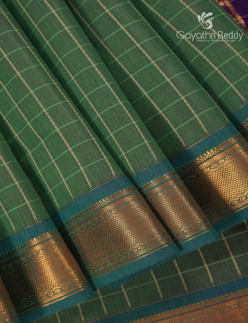 Kanchipuram Sico Saree in Green and Purple