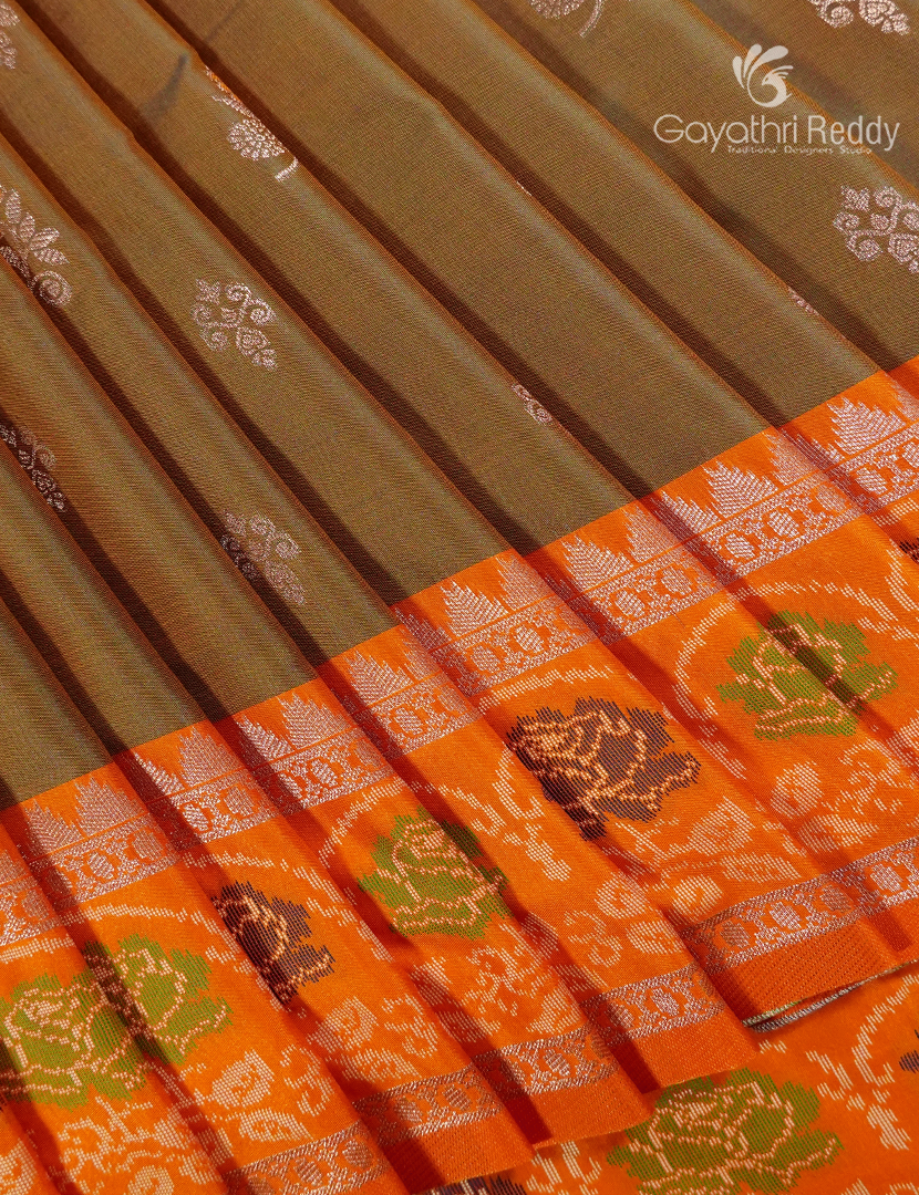 Semi Kanchipuram Art Silk Saree in Dry Mehendi