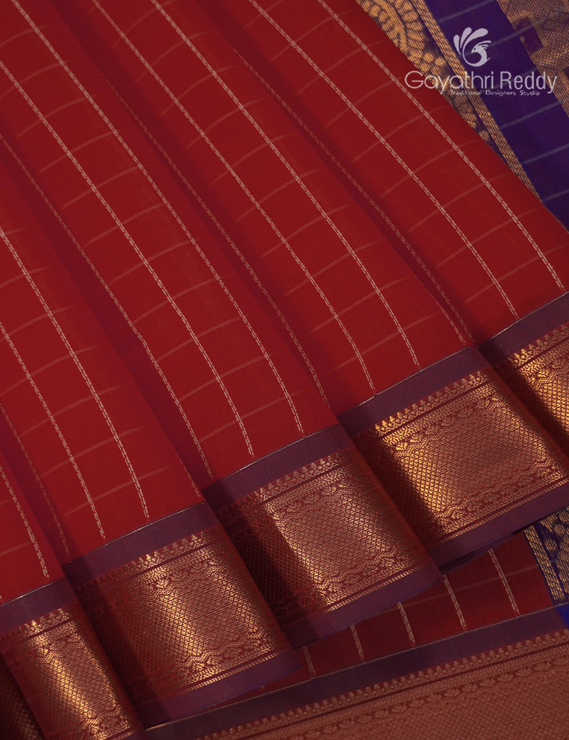 Kanchipuram Sico Saree in Red and Purple