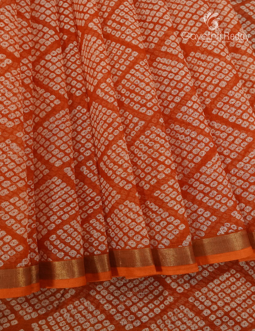 Premium Quality Cotton Kota Saree in Orange