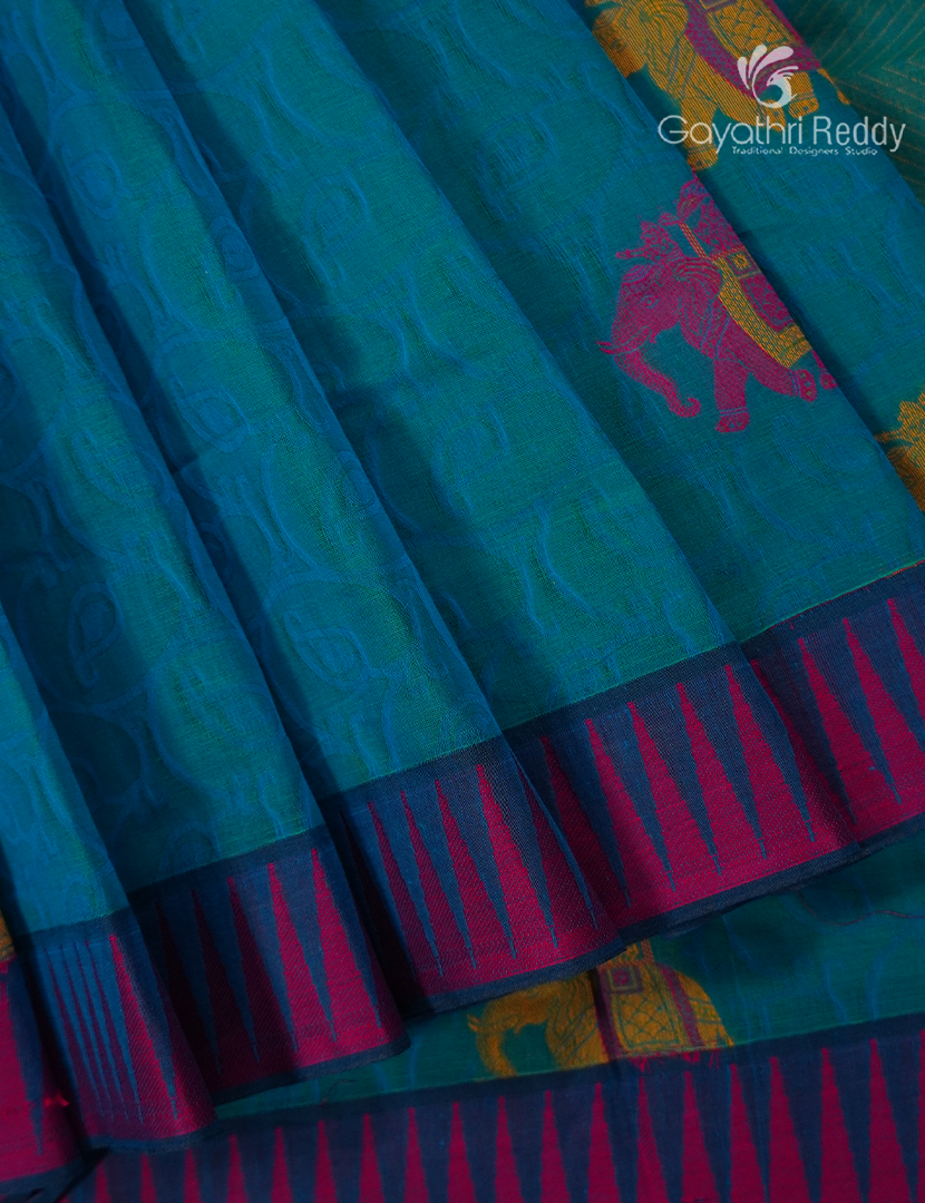 Pure Kanchi Cotton Saree in Blue