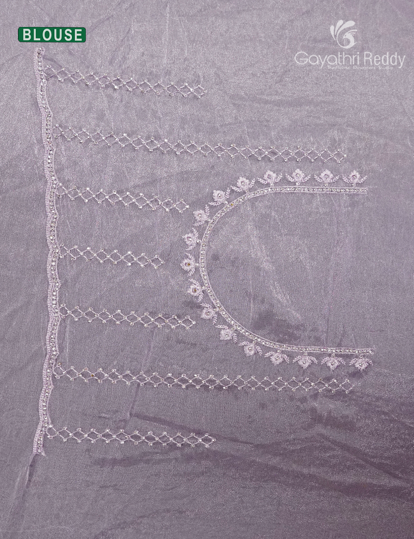 Glass Organza Saree in Pastel Lilac Pink
