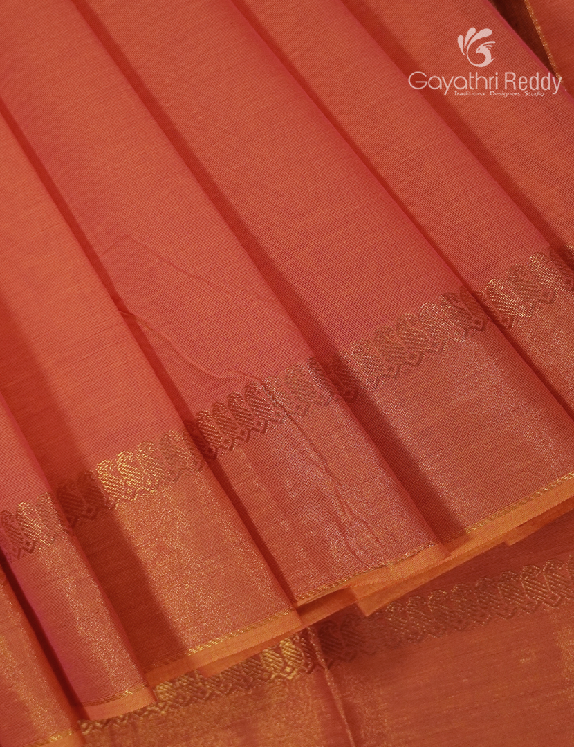 Pure Kanchi Cotton Saree in Peach