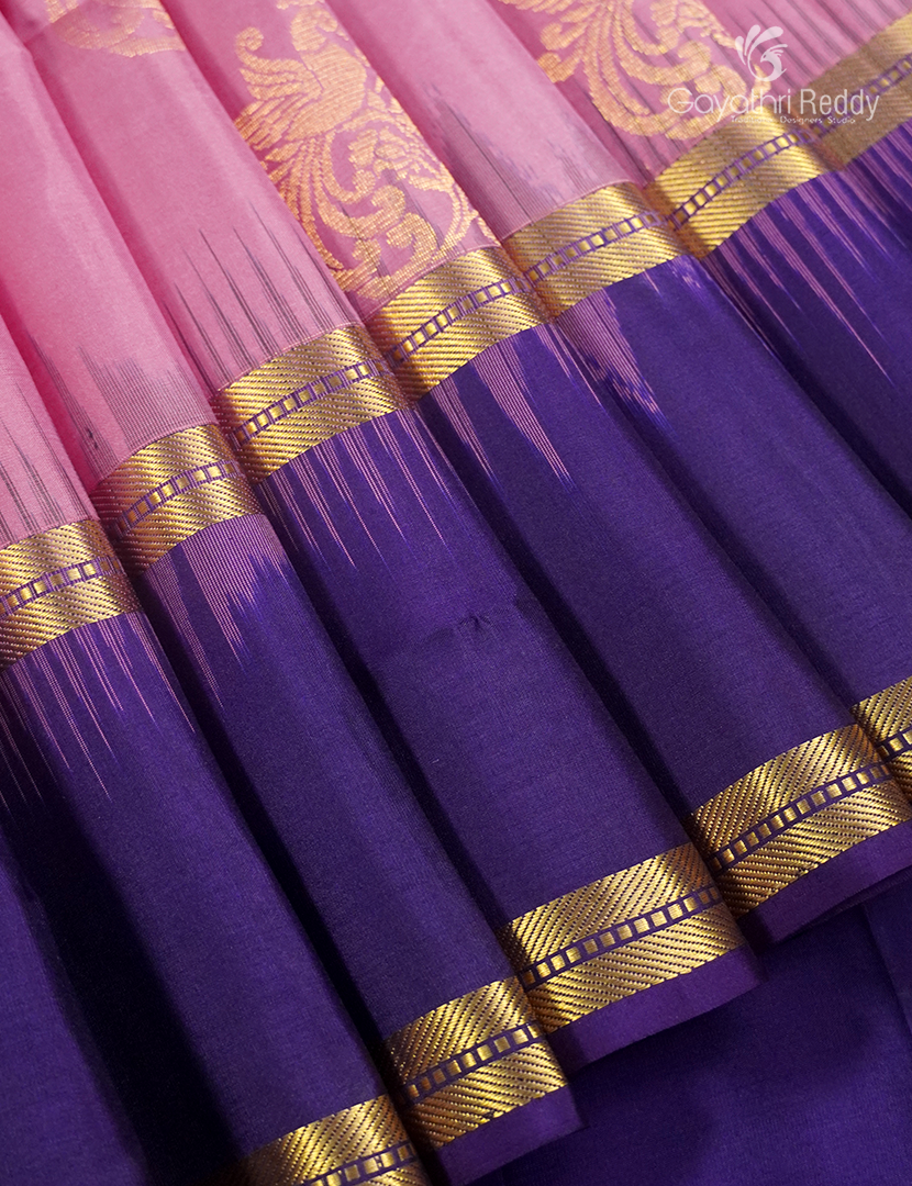 Pure Kanchi Vintage Saree in Baby Pink and Deep Violet