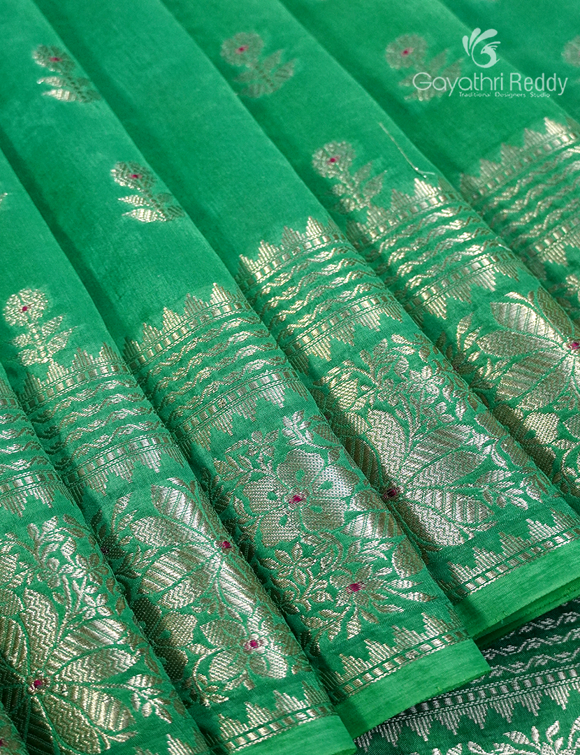 Banaras Mango Silk Saree in Sea Green