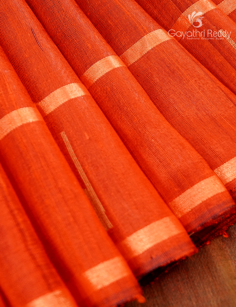 Pure Khadi Pattu Saree in Orange
