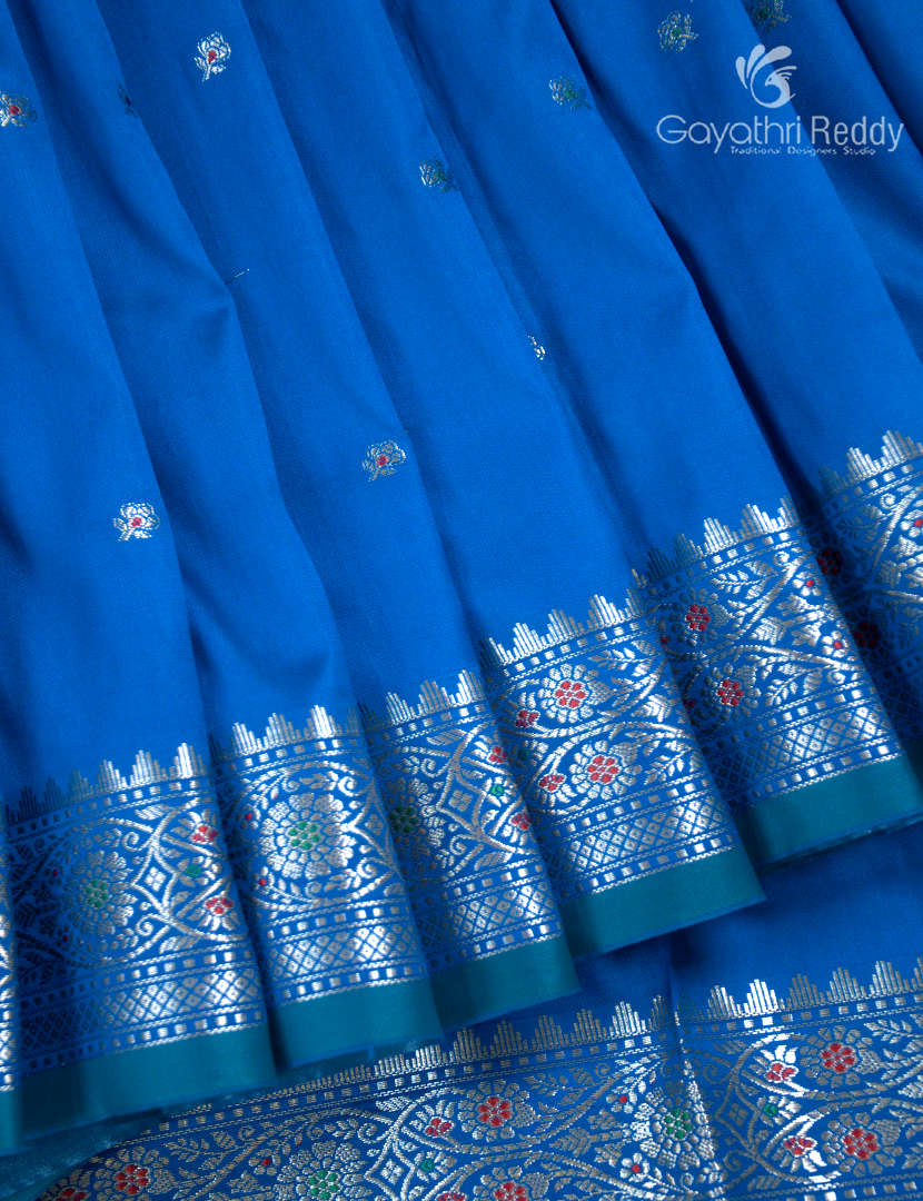 Semi Banaras Katan Silk Saree in Cobalt Blue