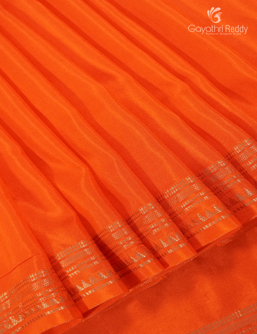 Semi Mysore Crepe Saree in Orange