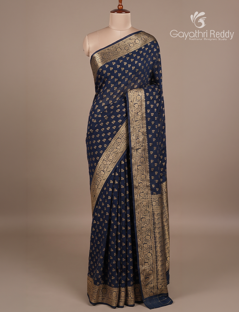 Banaras Georgette Saree in Deep Peacock Blue