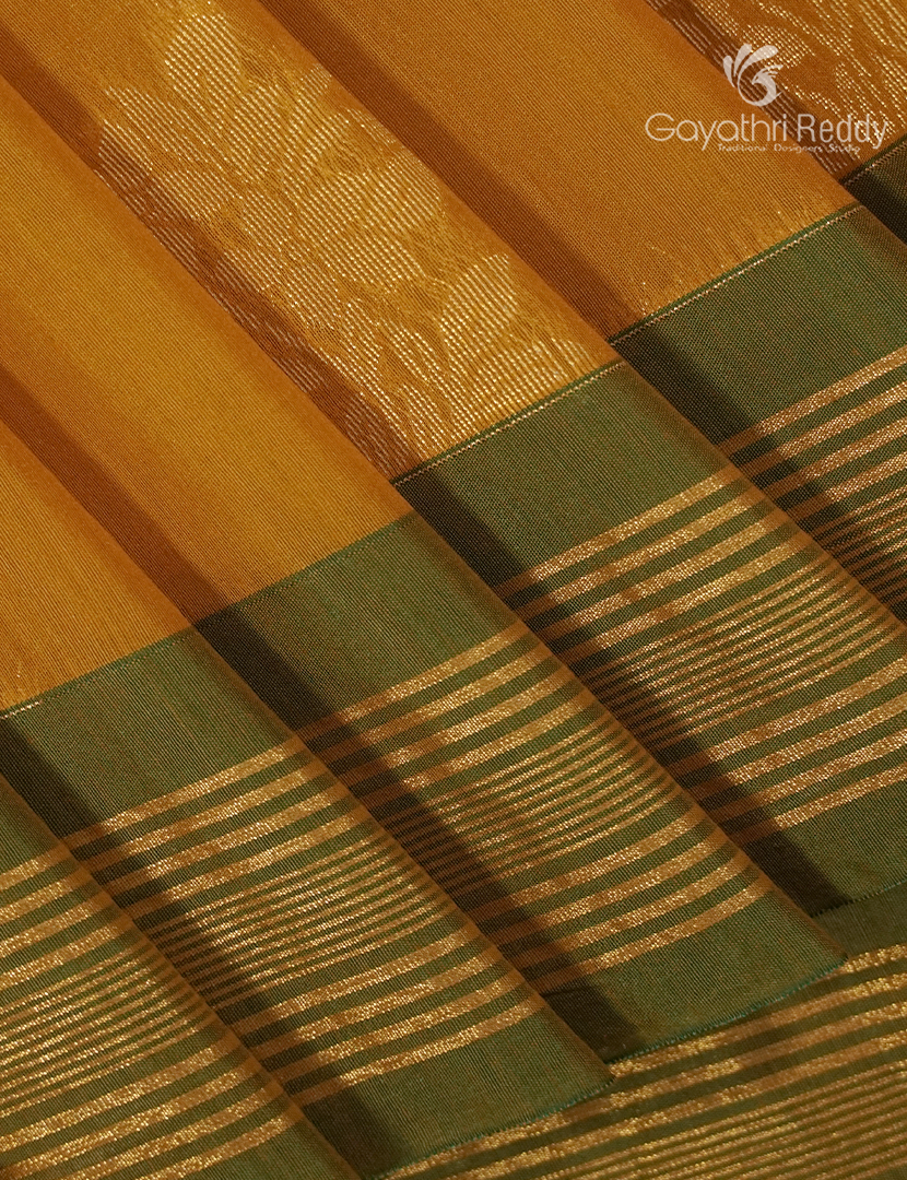 Kanchipuram Sico Saree in Yellow and Sea Green