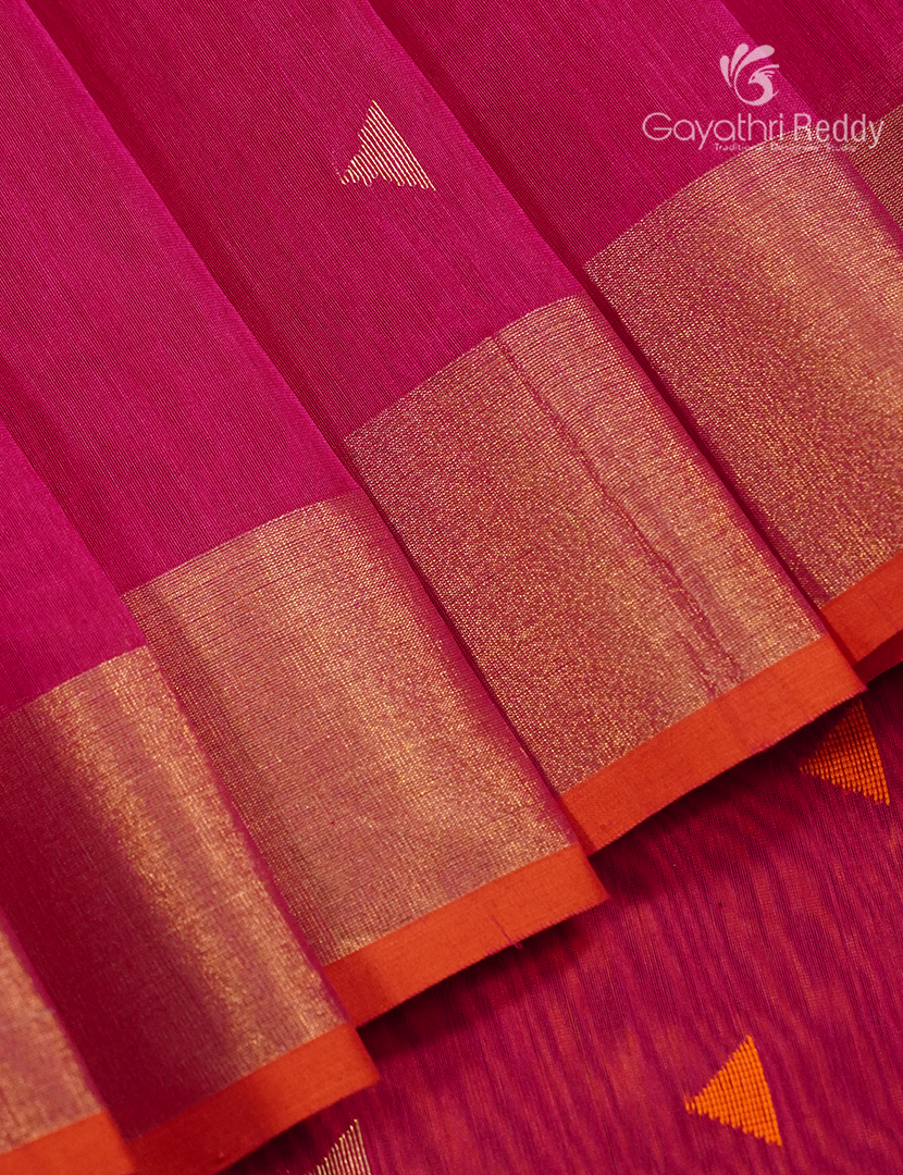 Pure Chanderi Sico Saree in Rani Pink