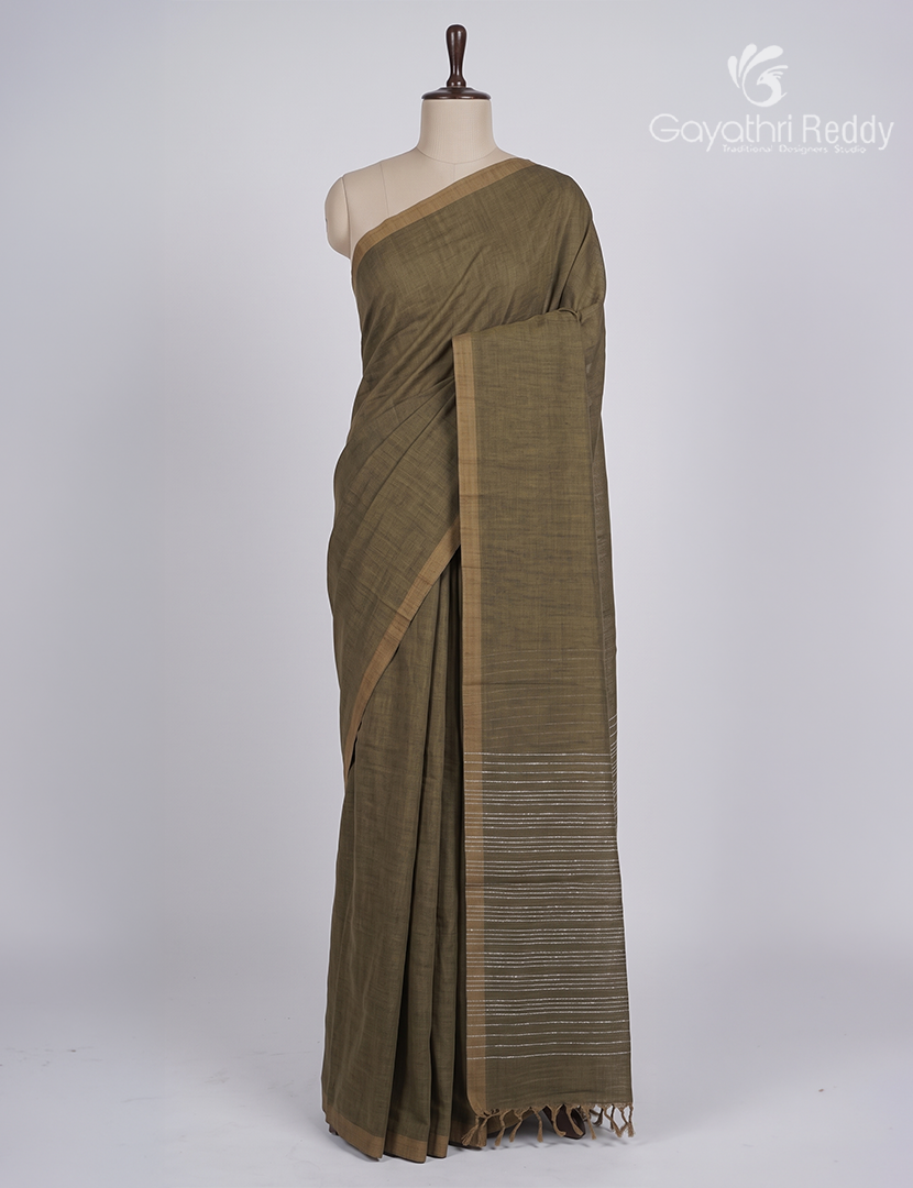 Pure Handloom Cotton Saree in Grey