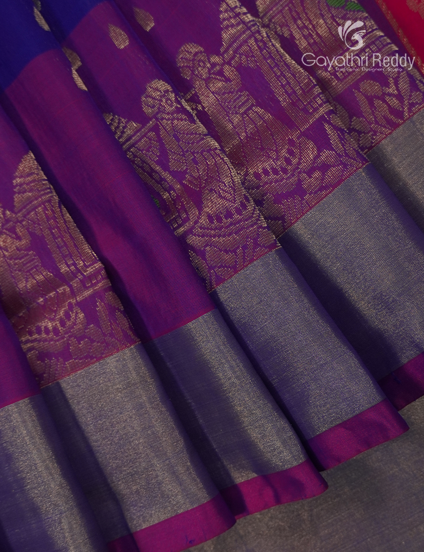 Pure Uppada Silk Saree in Violet and Pink