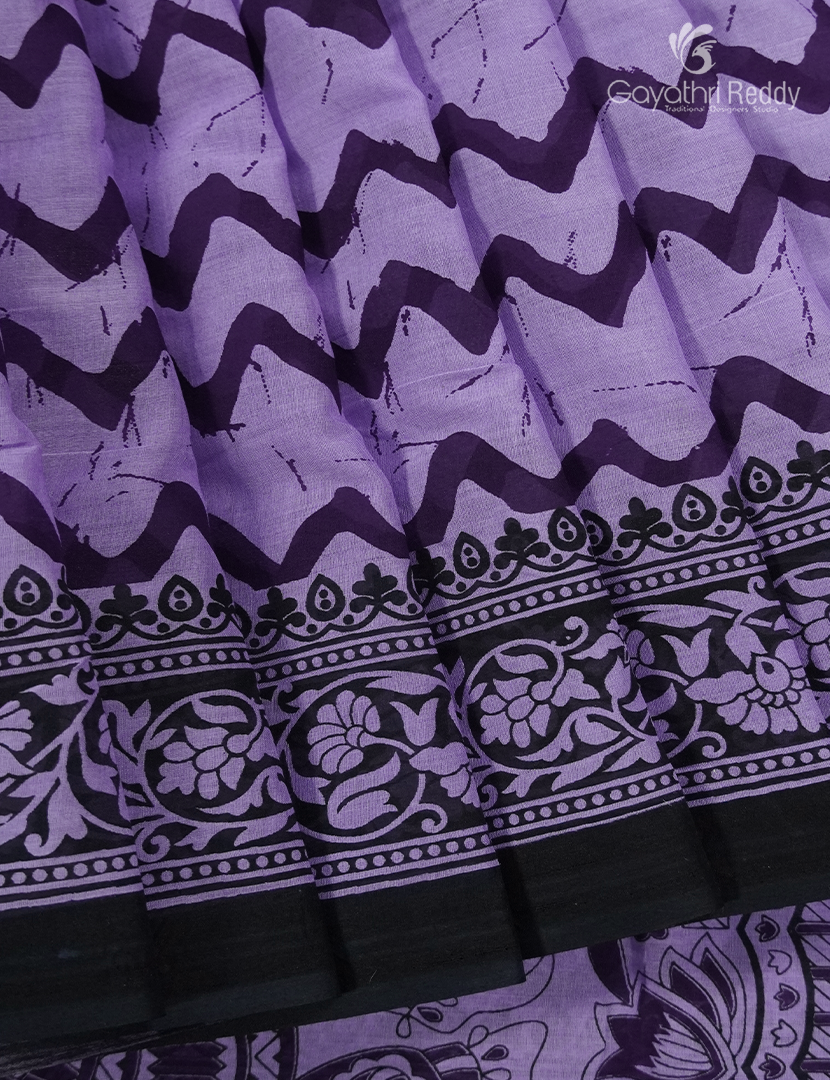 Pure MulMul Cotton Saree in Lavender and Purple
