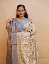 Banaras Semi Silk Antic Gold Colour Saree-BSS148