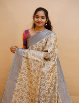 Banaras Semi Silk Antic Gold Colour Saree-BSS148