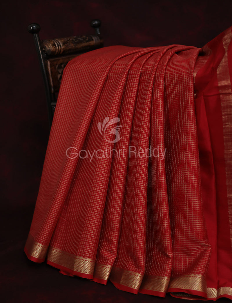 Beautiful Saree in Red Colour on Pure Banarasi Khaddi Crepe Mysore Silk  Handloom Silk Saree With Banarasi Weave 120grm - Etsy